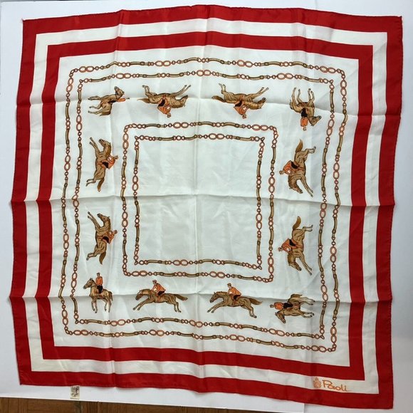 Paoli Accessories - Vintage Paoli Scarf Made In Japan Horse Jockey Equestrian